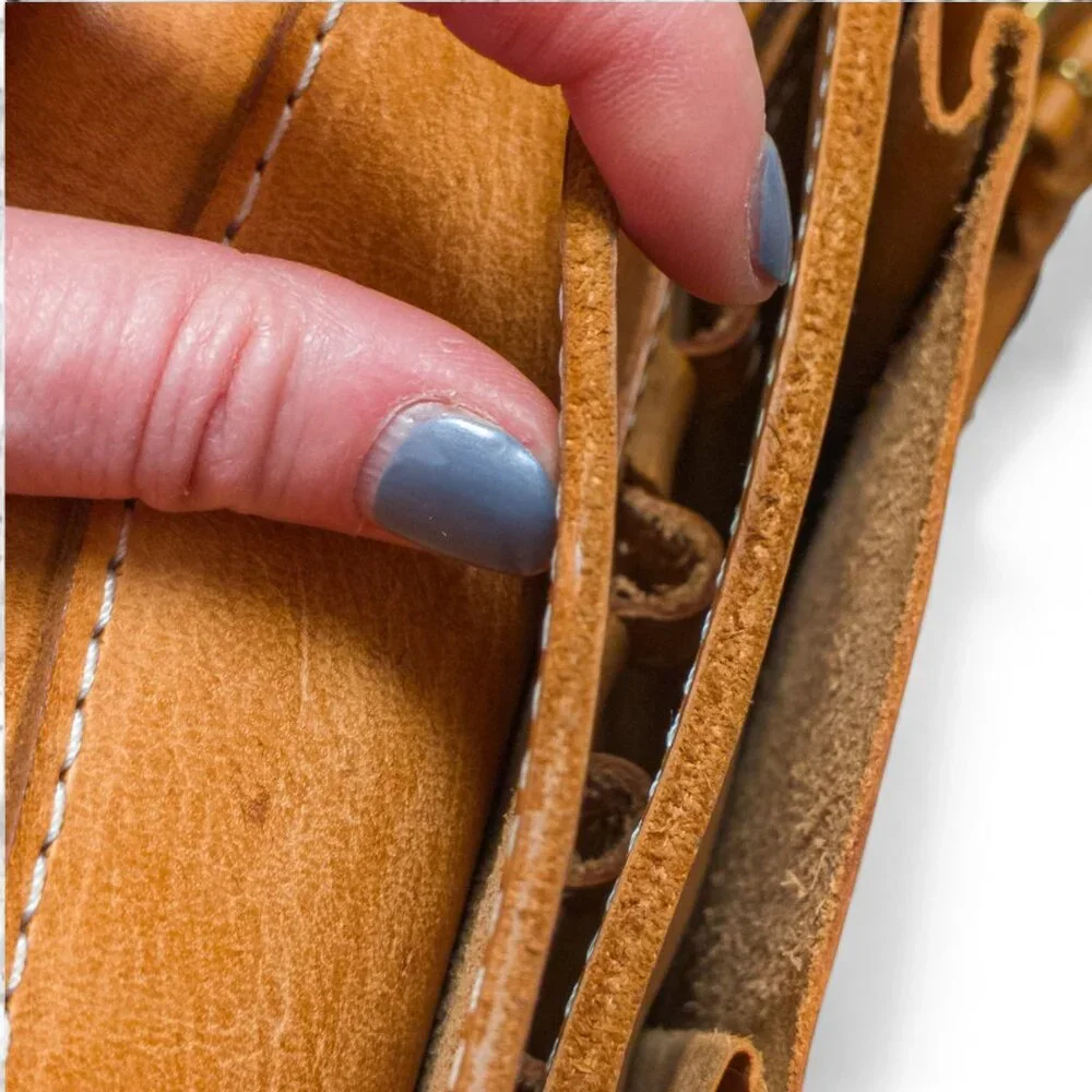 Handmade Natural Leather Satchel Briefcase – Vintage Tan Crossbody Messenger - Picture 5 of 16